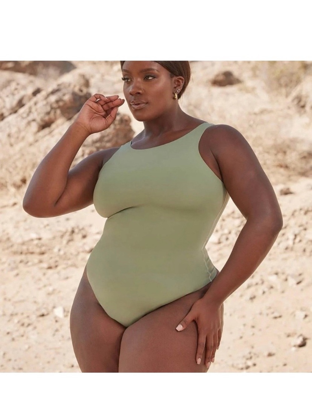 Pinsy High-Neck Shapesuit Sage Green Sculpting Shapewear Bodysuit women’s 1X